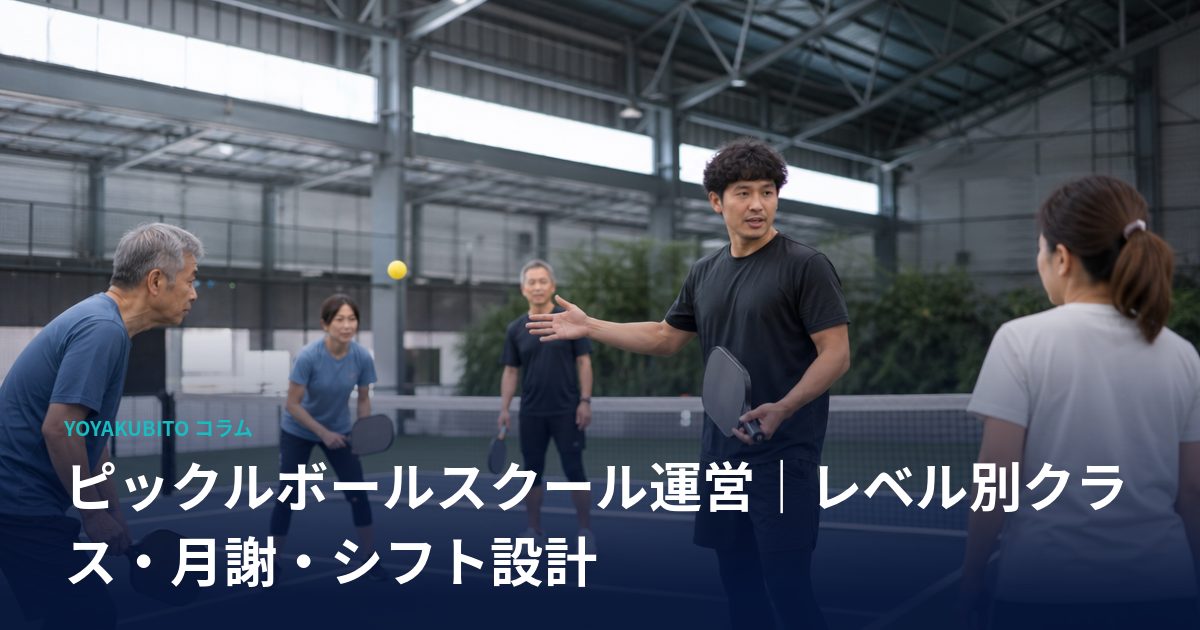 ピックルボールスクール運営｜レベル別クラス・月謝・シフト設計