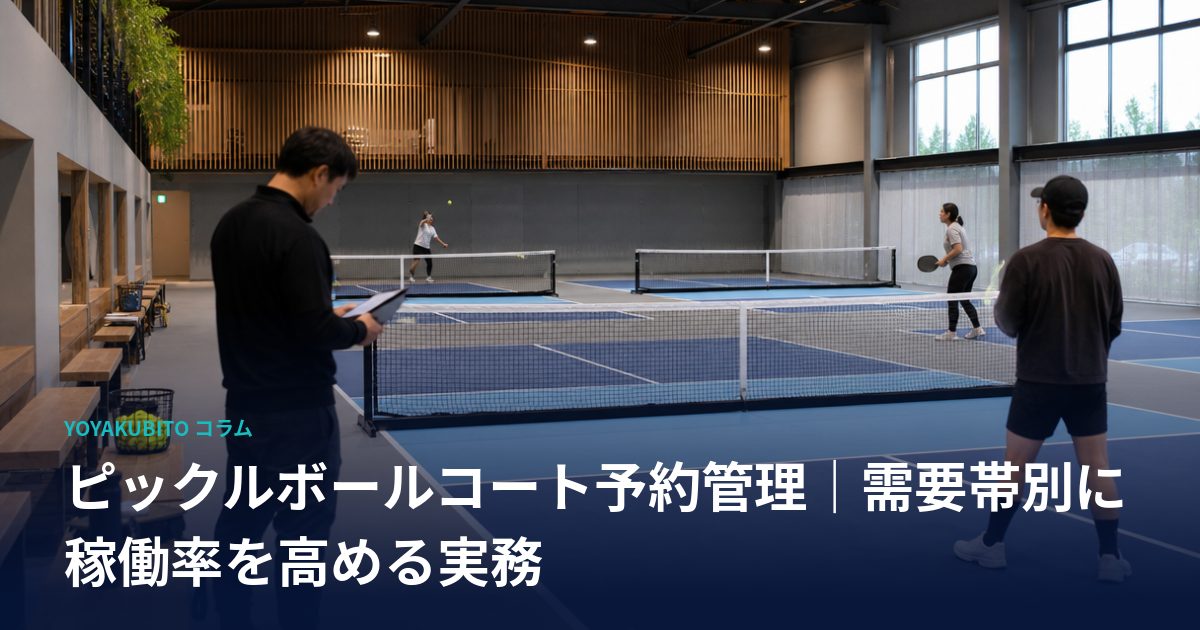 ピックルボールコート予約管理｜需要帯別に稼働率を高める実務