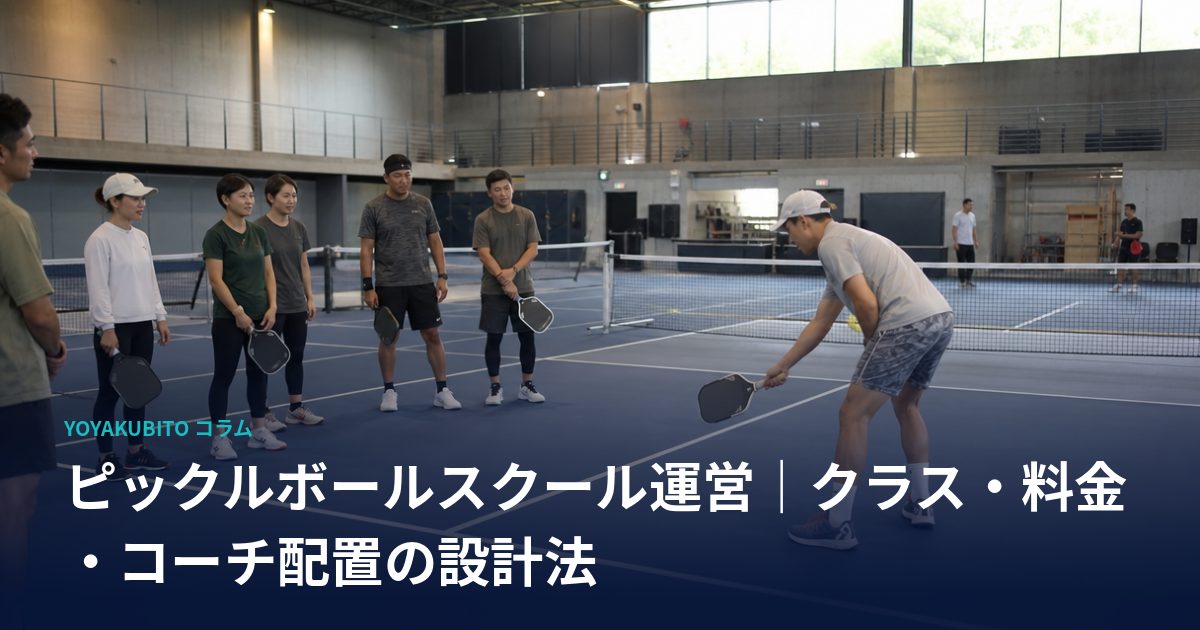 ピックルボールスクール運営｜クラス・料金・コーチ配置の設計法
