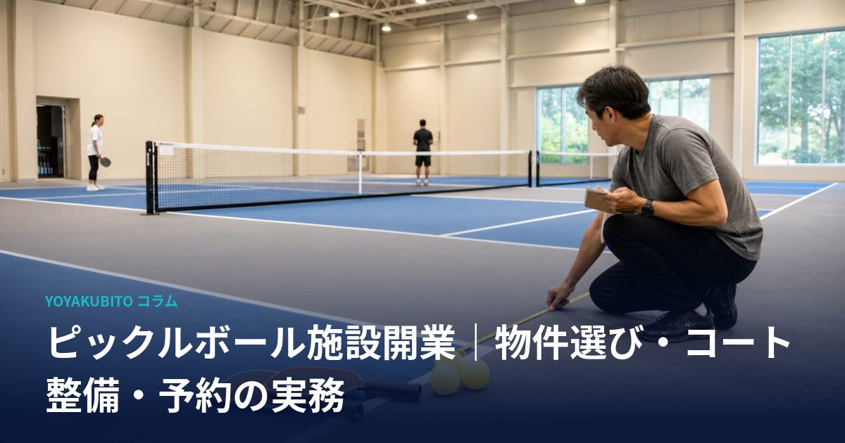 ピックルボール施設開業｜物件選び・コート整備・予約の実務
